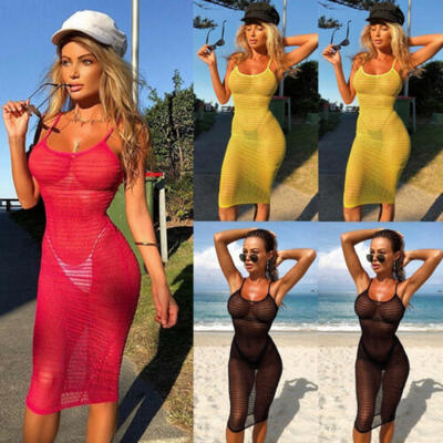 

Women Mesh Bathing Suit Cardigan Bikini Swimwear Long Cover Up Tops Beach Dress