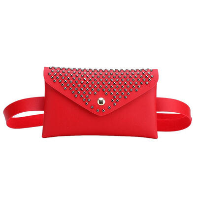 

Punk Solid Color Rivet Shoulder Waist Bags Fanny Packs Women Flap Chest Bag