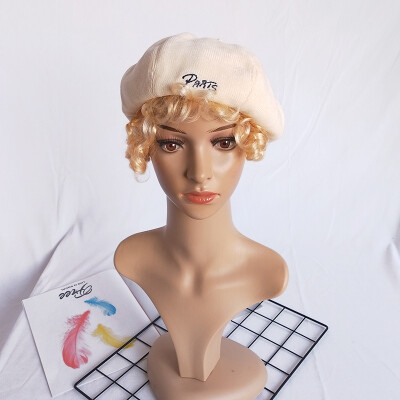 

Beret Female Korean Version of Baitao Corduroy Letter Pumpkin Cap in Autumn&Winter
