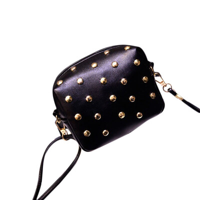 

Tailored Fashion Women Cute Messenger Bags Rivet Shoulder Bag Leather Crossbody BK