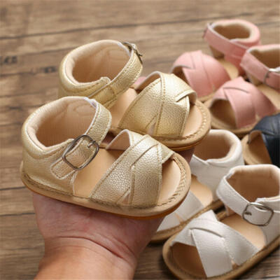

Newborn Infant Baby Girls Sandals Prewalker Non-slip PU Leather Shoes Summer