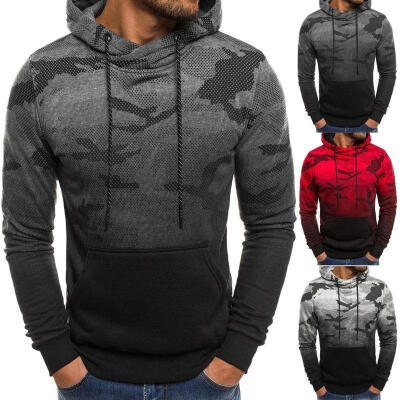 

Men&39s Long Sleeve Pullover Hoodies Army Printed Sport Hooded Sweatshirts with Front Pocket