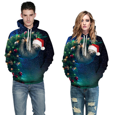 Toponeto Women Me Christmas Fun Ugly 3D Print Long Sleeve Hoodie Coat Sport Casual Jacket