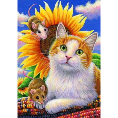 

5D DIY Full Drill Diamond Painting Sunflower Cat Cross Stitch Embroidery