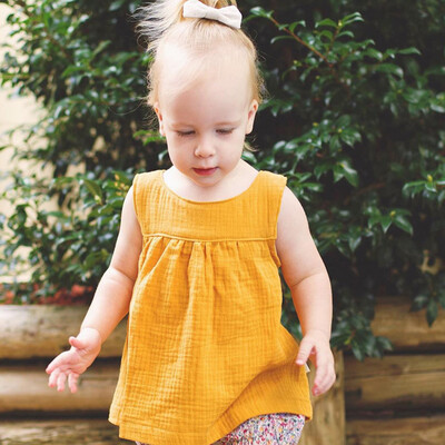

Toddler Baby Kids Girls Sleeveless Solid Ruched Vest Tops Casual Clothes