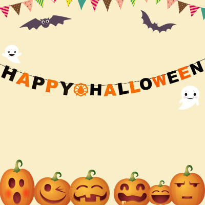 

FUNNYBUNNY Trick or Treat Halloween Pumpkin Bunting Banner Hanging Decor Party Ornaments