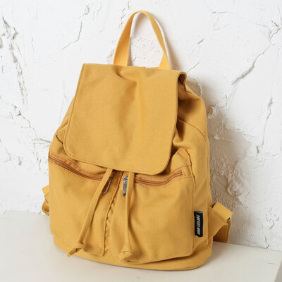 

Tailored Solid Color Backpack Literary Draw Student Bag Large Capacity Travel Backpack
