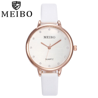

MEIBO Brand Leather Strap Unique Thin Strap Watches Casual Women Men Quartz Wristwatches Clock Relogio Feminino Hot Sale 533