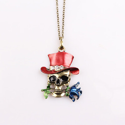 

Skull Magician Crystal Flower Rose Jewelry Pendant Necklace Kids Gift