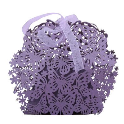 

50pcs Lace Candy Tie Box European Butterfly Hollow Wedding Candy Box