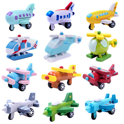 

Multi-pattern Creative Toys Mini Wooden Airplane Kids Baby Educational Gift
