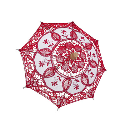 

Gobestart Mini Vintage Wood Embroidery Pure Cotton Lace Umbrella Wedding Umbrella So Small for Wedding Gift Photo Props Kids Gift