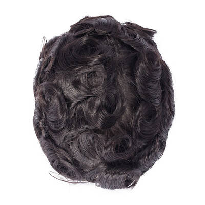 

8"10" 6 Inch PU Base Durable Thin skin men toupee Pure Color Human Hair Durable Hairpieces V loop knot Indian Hair 105g