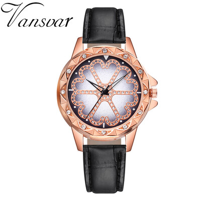 

Vansvar Watches Women Quartz Wristwatch Clock Ladies Dress Gift Watches Fashion Rose Flowers Wrist Watch Relogio Feminino 533