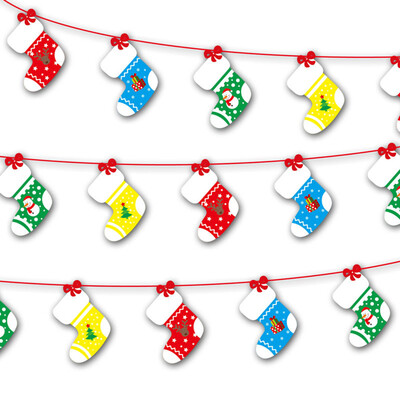 

Gobestart Christmas Paperboard Pennant Flags Banners Hanging Buntings Garland Banner