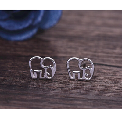 

E0112 New Fashion Gold-color Elephant Stud Earrings for Women Concise Lovely Design Animal Silver Plated Jewelry Hot Sale Gifts