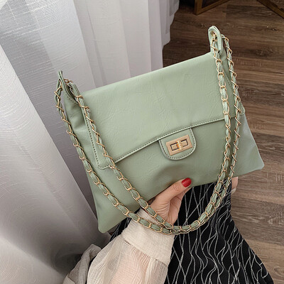 

Bag female new wild simple shoulder Messenger bag fashion chain lock envelope bag tide