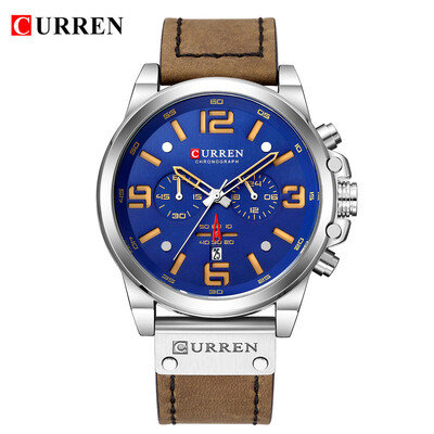 

Gobestart CURREN Mens Watches Sport Waterproof Calendar Leather Chronograph Quartz Watch