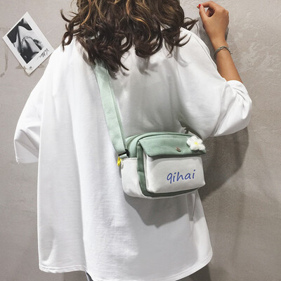 

Ins Japanese Harajuku small bag female 2019 new Korean version of the wild single shoulder Messenger bag foreign girl canvas bag