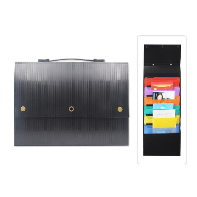 

Multi-functional Hanging File Folder Holder Cascading Wall Organizer with Handle Hanger Hooks Colored Layers 6 Pockets A4 Size Hea
