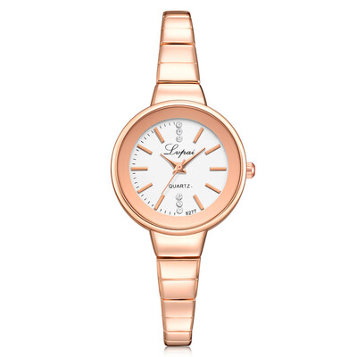 

High Quality Womens Watches Rose Gold Dial Ladies Luxury Quartz Wristwatch Alloy Bracelet Simple Clock Dress Bayan Saat