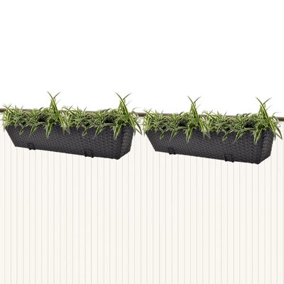 

Balcony Hanging Rattan Planter Set 30 inch 2 pcs Black