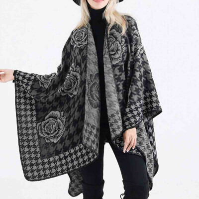 

Toponeto Fashion Women Blanket Flower Design Coat Wrap Cozy Shawl