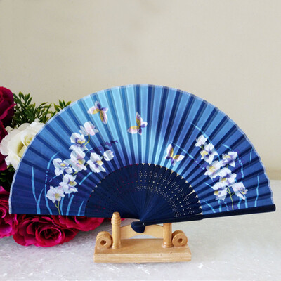 

Siaonvr Pattern Folding Dance Wedding Party Lace Silk Folding Hand Held Flower Fan A