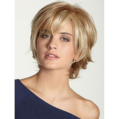 

Human Hair Capless Wigs Short Wavy Bob Haircut Blonde Wig