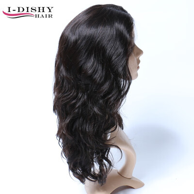 

2018 Guangzhou i-Dishy Hair Lace Wigs For Black WomenNatural Color Virgin India Lace Front Human Hair Wig 16 inch