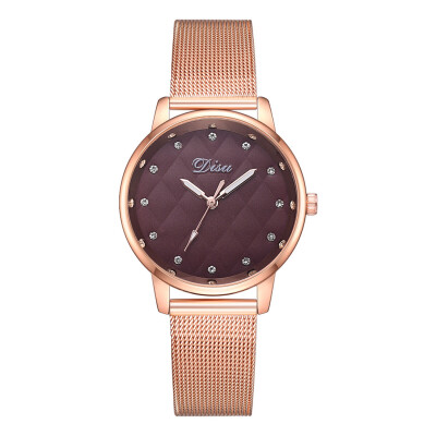 

DISU Stainless Steel Luxury fashion casual gold women watches bracelet Womens Roman Numerals Faux Leather Analog Quartz Watch