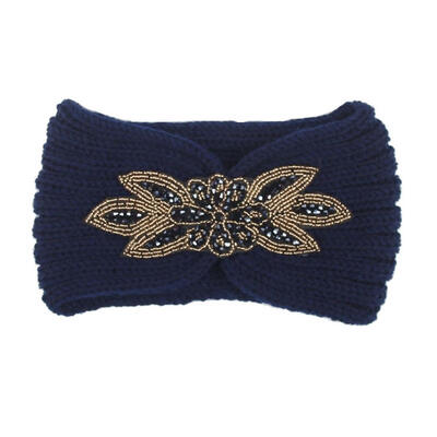 

Rhinestone Flower Womens Autumn Winter Knitted Headband Hair Hoop Headwear