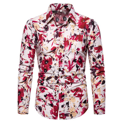 

Tailored Mens Summer Fashion Business Leisure Printing Long-sleeved Shirt Top Blouse