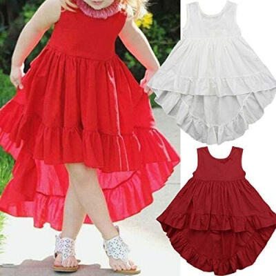 

Toddler Kids Baby Girl Sleeveless irregular Dress Princess Party Dresses Clothes Summer