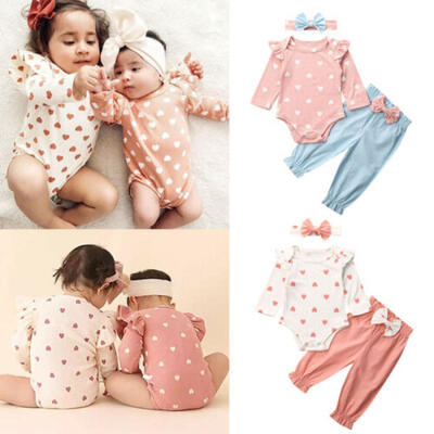 

3pcs Newborn Kids Baby Girls Outfits Clothes Romper Bodysuit Pants Leggings Set