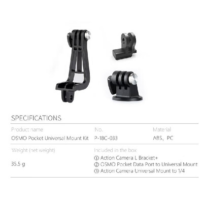 

PGYTECH P-18C-033 OSMO Pocket Universal Mount  Bracket 14 Inch Interface Adapter Kit for DJI OSMO Pocket Handheld Gimbal Expansi