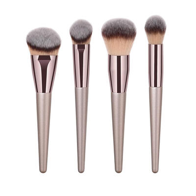 

4pcs Coffee Gold Pro Champagne Cosmetic Brushes Set Foundation Blush Brush
