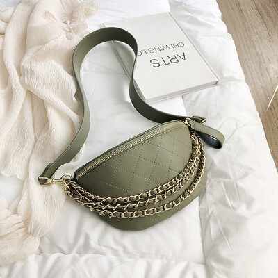 

New rhombic chain bag female 2019 new Korean version of the wild single shoulder slung fashion portable texture shell bag