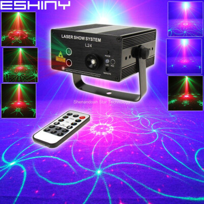 

ESHINY Remote Mini Blue Led R&G Laser 64 Patterns Projector Club Bar DJ Dance Holiday Disco Home Party Light Show T191