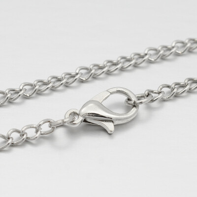 

Iron Twisted Chain Necklace Makings with Alloy Lobster Claw Clasps Platinum 291