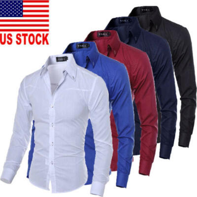 

Luxury Fashion Men Slim Fit Shirt Long Sleeve Dress Shirts Casual Shirt Top
