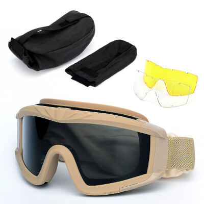 

Outdoor Military Goggles UV400 Protective Goggles Dustproof Cycling Training CS Gaming Goggles Eyewear with 2 Interchangeable Lens