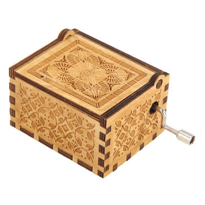 

Retro Exquisite Wooden Hand Cranked Music Box Home Crafts Ornaments Gifts