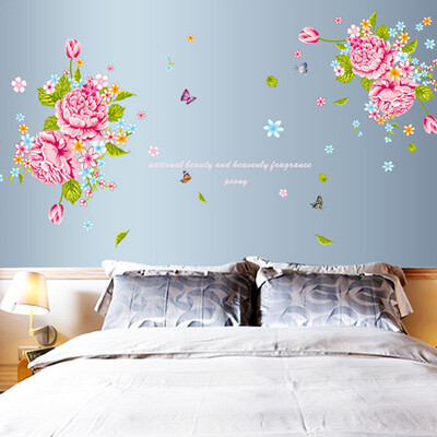 

Peony Flower Sticker Home Sofa Background Decor Living Room Wall Stickers