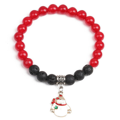 

Christmas Deer Snow Healing Beaded Bracelet Natural Lava Stone Beads Bracelet For Women Reiki Prayer Fashion Jewelry