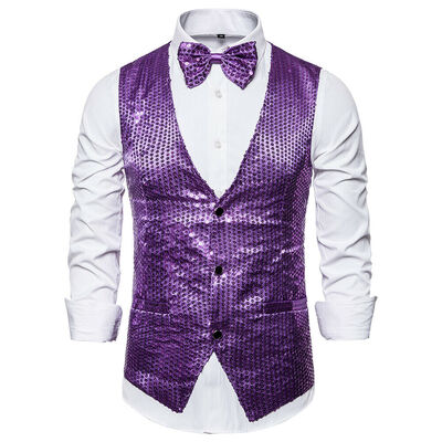 

Men Shiny Sequin Glitter Embellished Blazer Jacket Nightclub Weeding Party Suits
