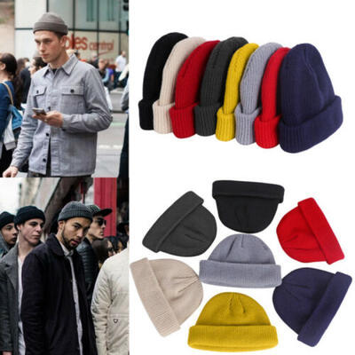 

1pc Unisex Men Women Beanie Hat Warm Ribbed Winter Turn Ski Fisherman Docker Cap