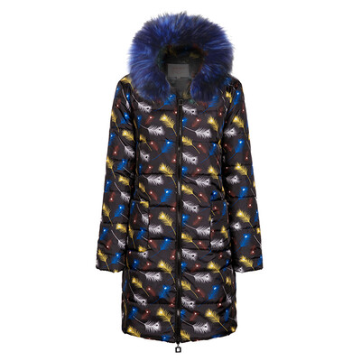 

Toponeto Womens Winter Print Long Down Cotton Ladies Hooded Coat Quilted Jacket Outwear