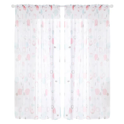 

2pcs Circle Geometry Printing 1x2m Finished Yarn Sheer Window Tulle Curtain
