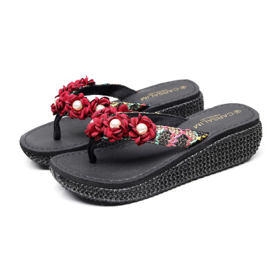 

Rose Women Flats Ladies Fashion Flip-Flops Flower Loafer Beach Shoes Slipper Sandals